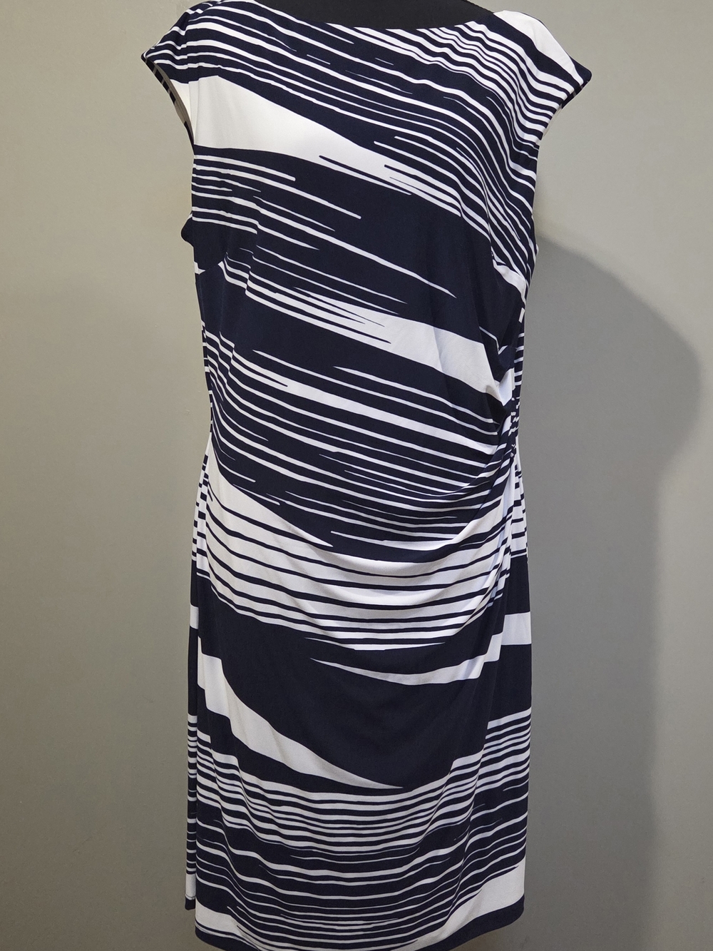 Ralph Lauren Black and White Striped Midi Dress